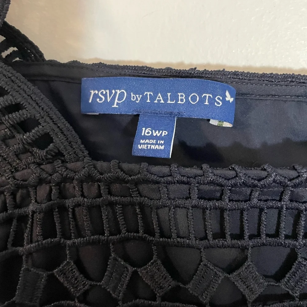 RSVP By Talbots Medallion Lace A-Line Navy Blue Dress Sz 16WP Wedding Formal EUC - Picture 3 of 10